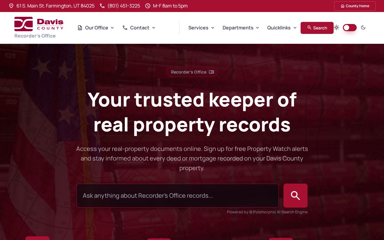 Layton public records access through the Davis County Recorder home page