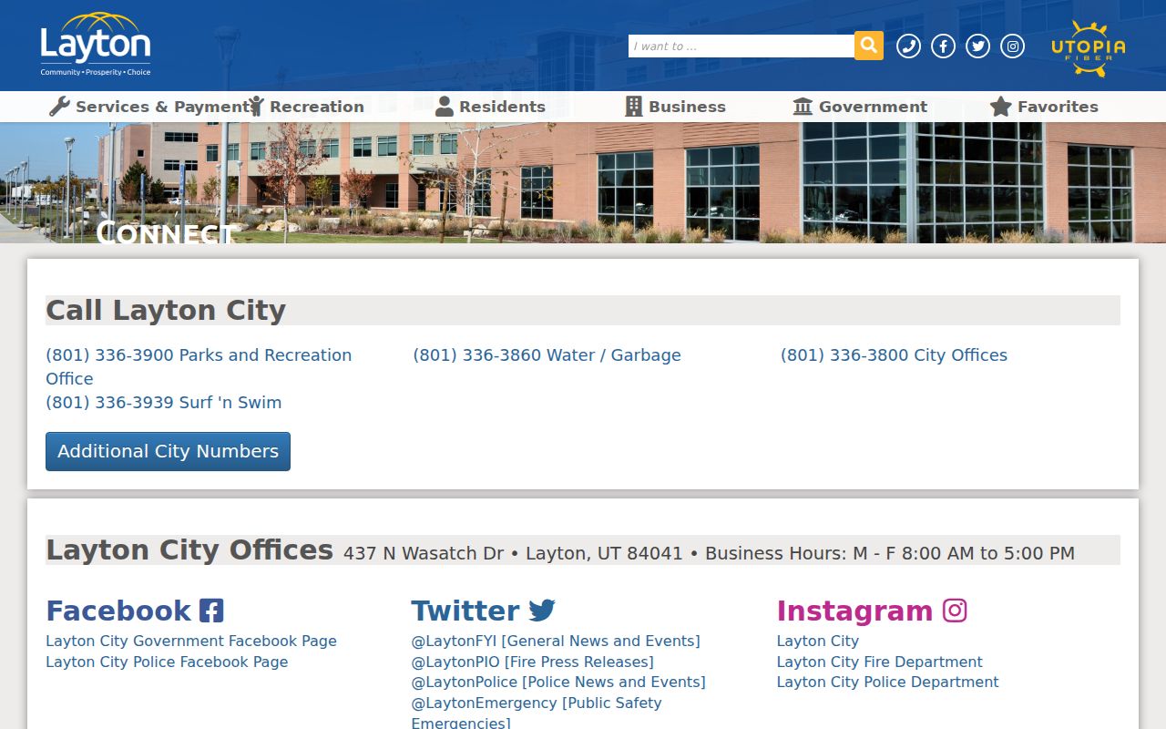 Layton people directories City Connect department listing
