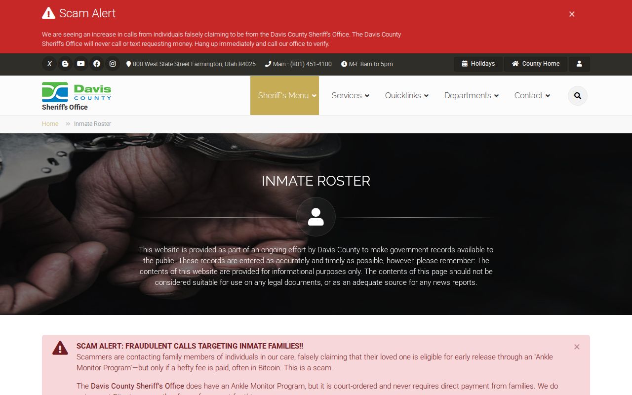 Layton people search using Davis County inmate roster